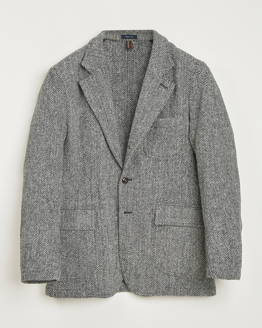 Herre | Dressjakker | Drake's | MKVII Wool Herringbone Blazer Grey