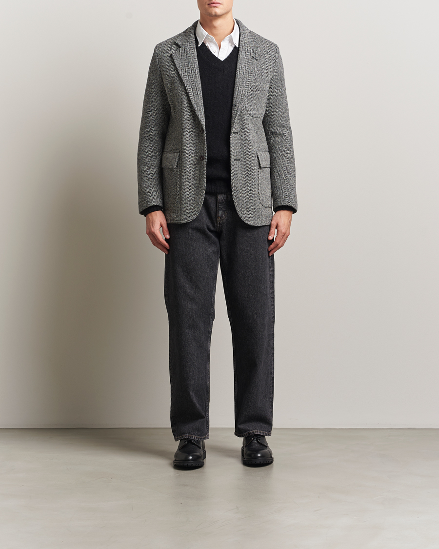 Herre | Dressjakker | Drake's | MKVII Wool Herringbone Blazer Grey