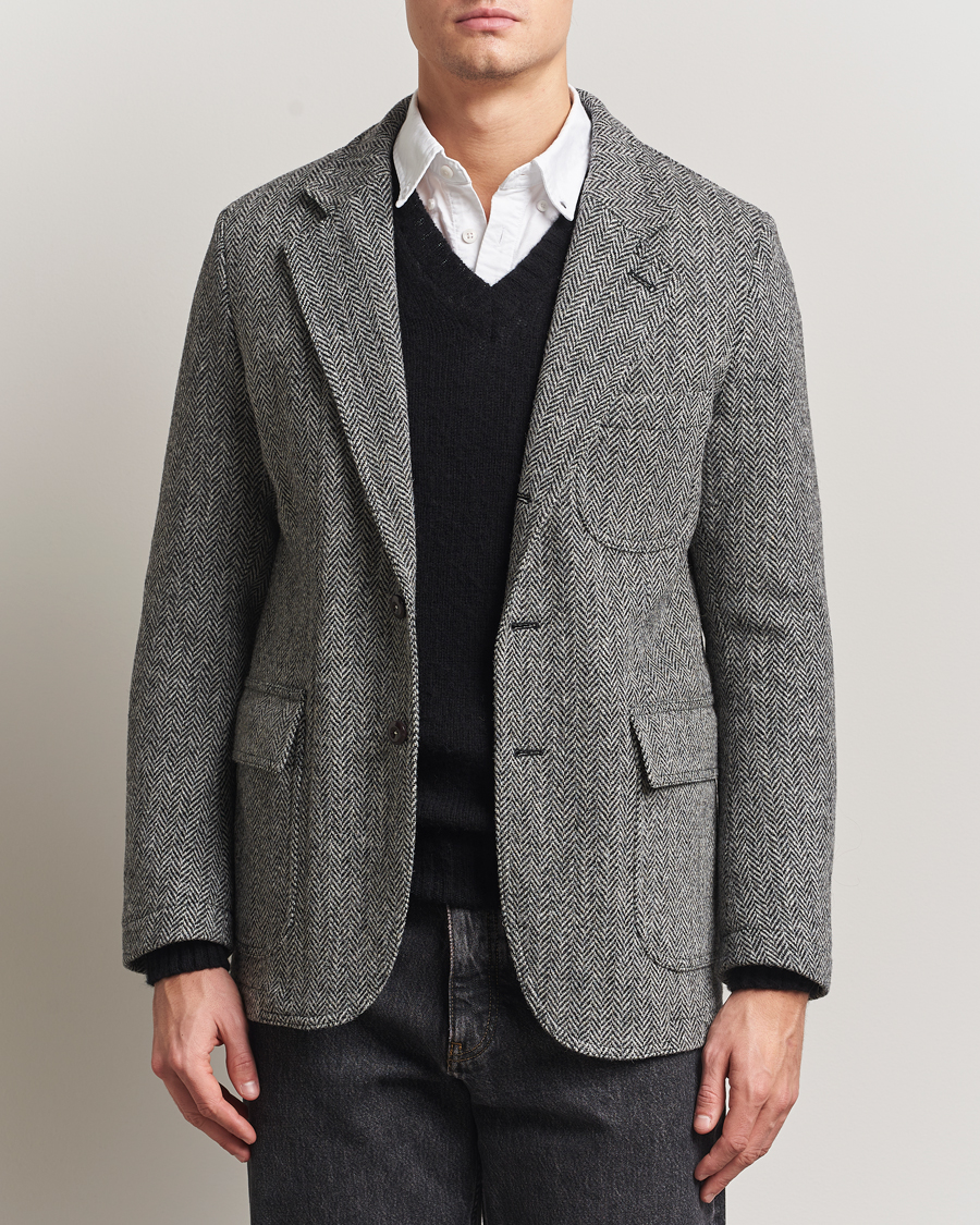 Herre | Dressjakker | Drake's | MKVII Wool Herringbone Blazer Grey