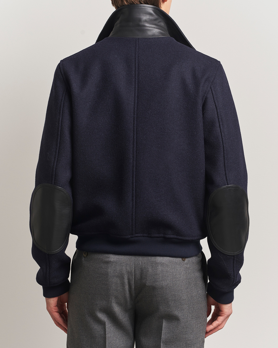 Herre | Jakker | Drake's | Melton Bomber Jacket Navy