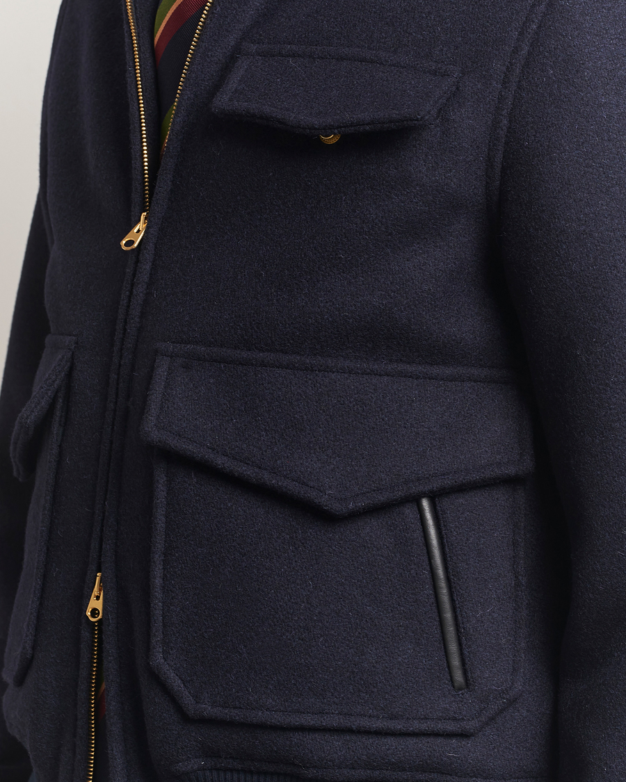 Herre | Jakker | Drake's | Melton Bomber Jacket Navy