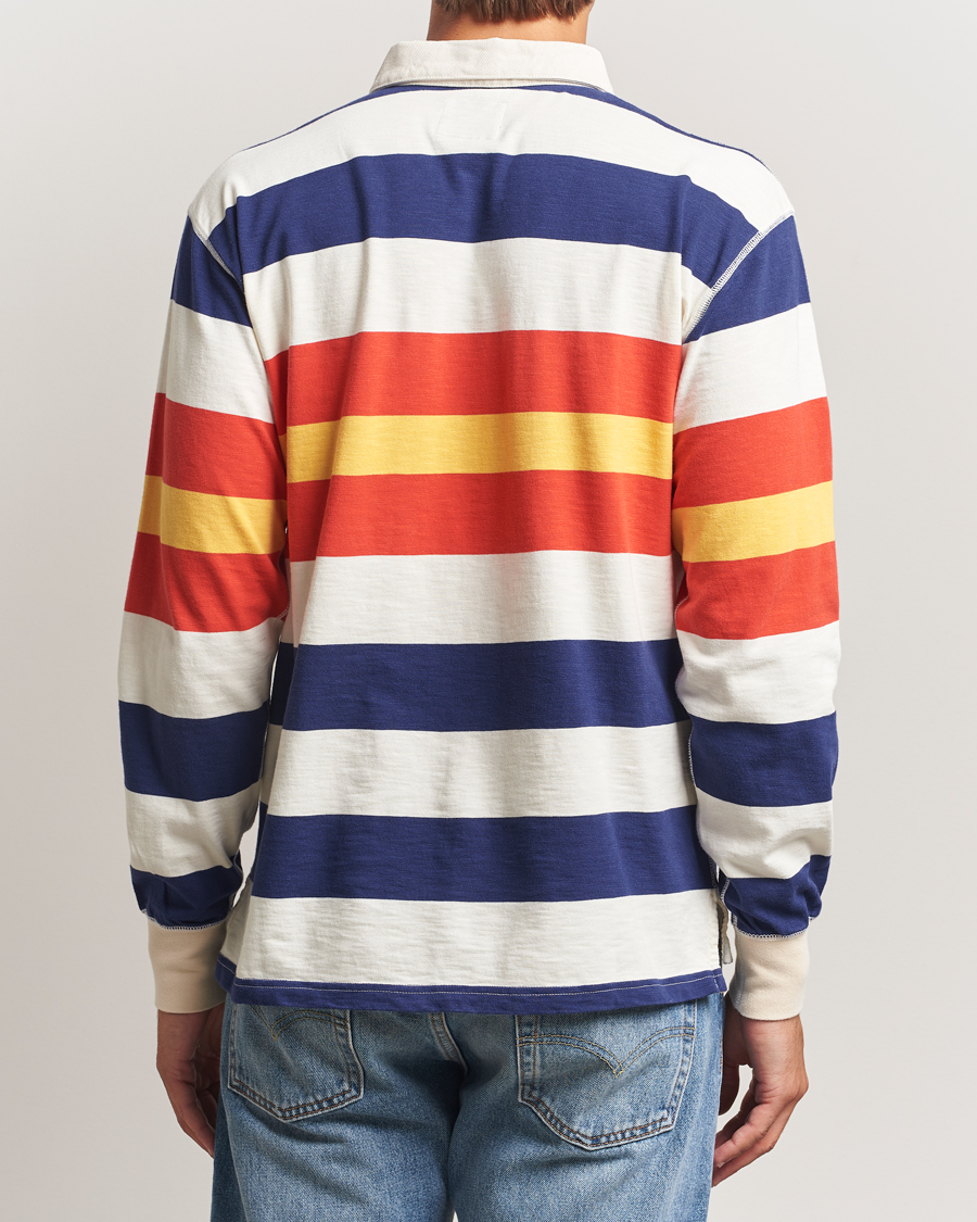 Herre | Gensere | Drake's | Striped Flame Rugby Shirt White/Navy/Red