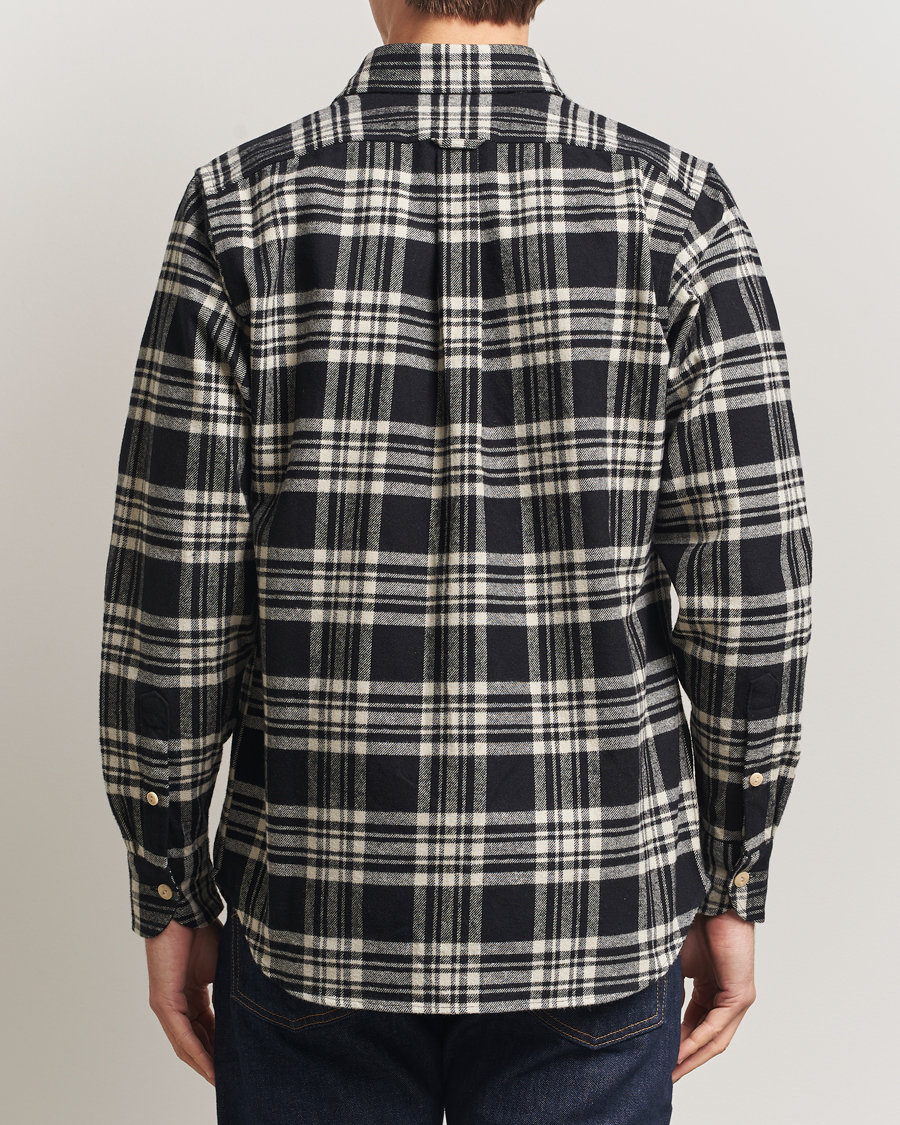 Herre | Skjorter | Drake's | Check Heavy Cotton Work Shirt Navy/White