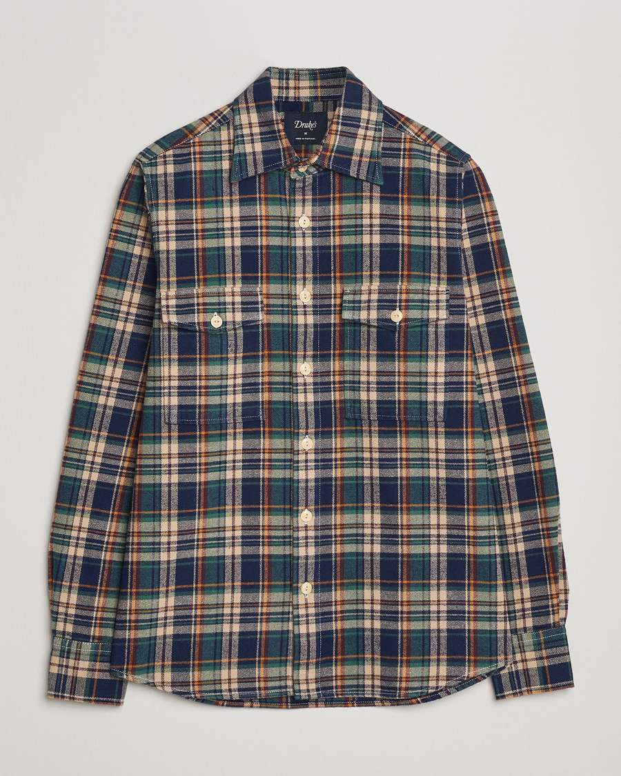 Herre | Skjorter | Drake's | Check Relaxed Block Shirt Multi