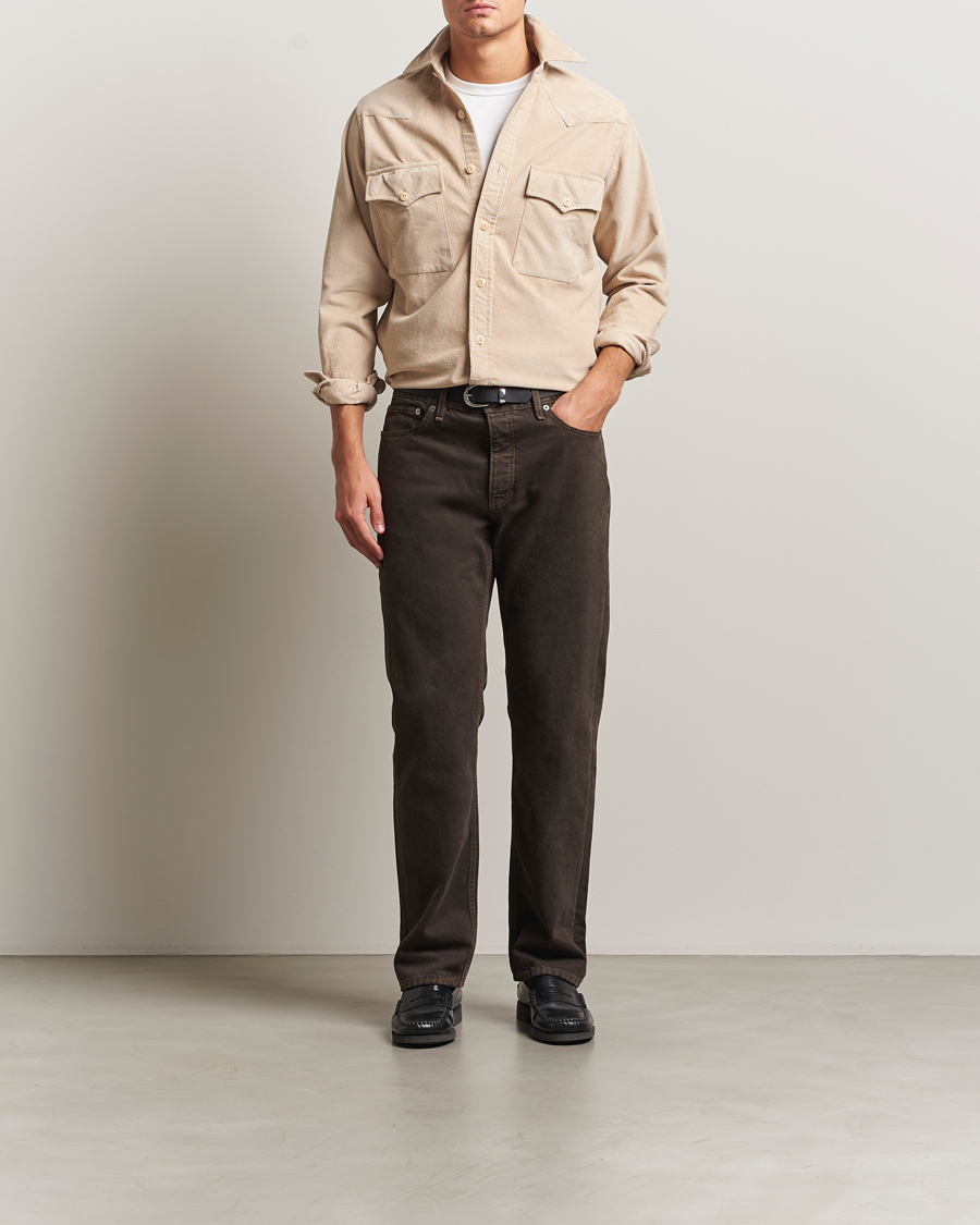 Herre | Skjorter | Drake's | Fine Corduroy Work Shirt Ecru