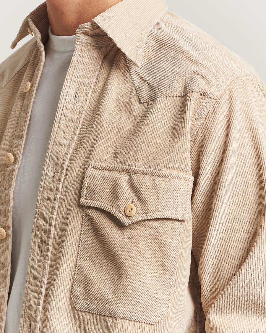 Herre | Skjorter | Drake's | Fine Corduroy Work Shirt Ecru