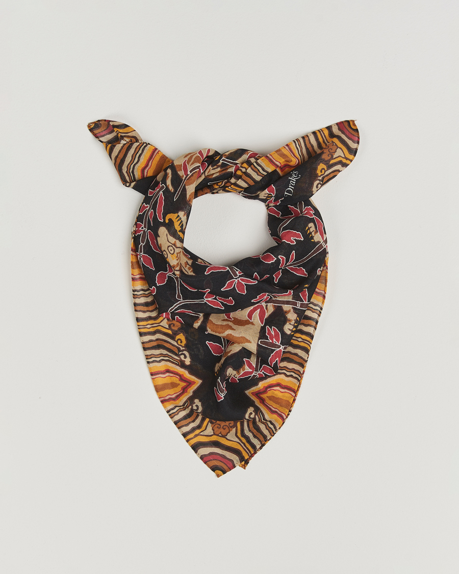Herre | Drake's Tiger Bandana Black | Drake's | Tiger Bandana Black