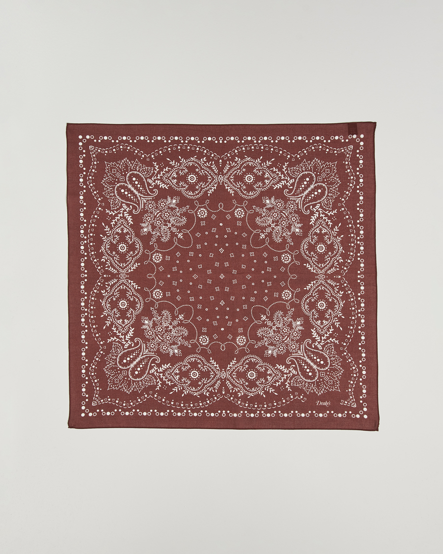 Herre | Scarves | Drake's | Paisley Bandana Red