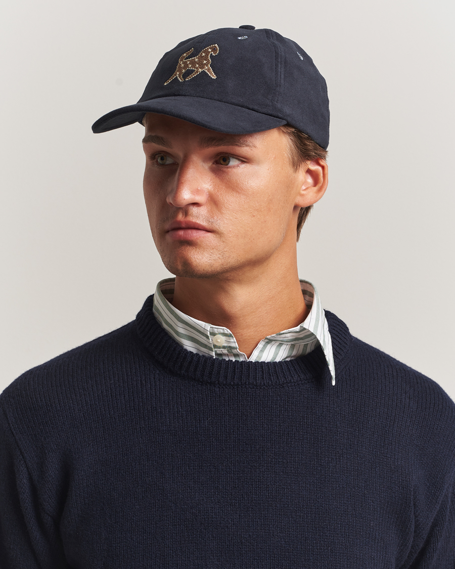 Herre | Hatter og capser | Drake's | Horse Applique Moleskin Baseball Cap Navy