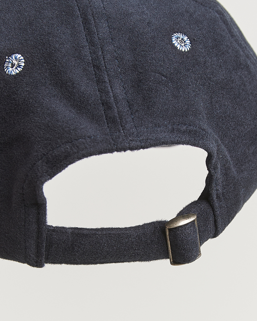 Herre | Hatter og capser | Drake's | Horse Applique Moleskin Baseball Cap Navy