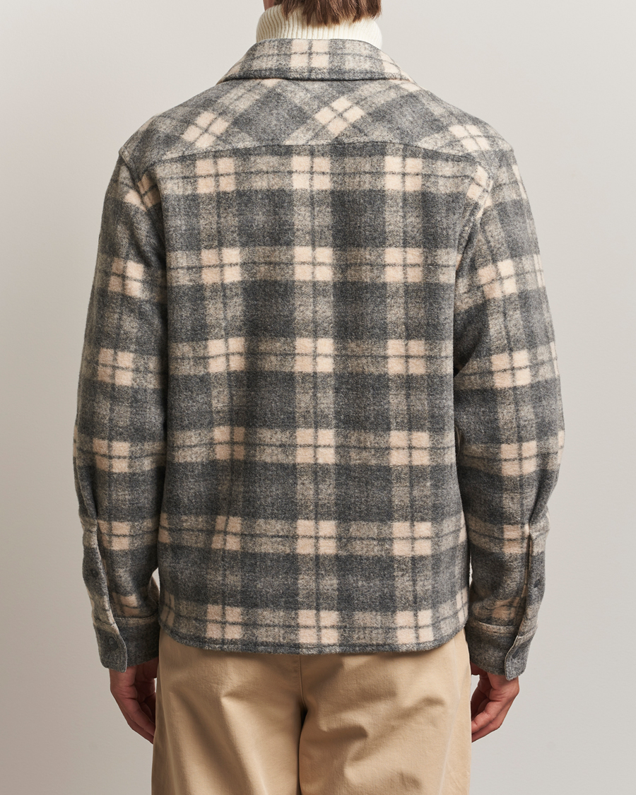 Herre | Skjorter | Moncler | Wool Zip Overshirt Grey Check