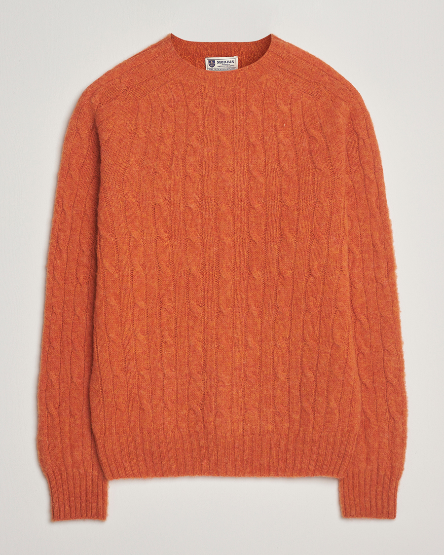 Herre | Gensere | Morris | Brushed Cable Sweater Orange