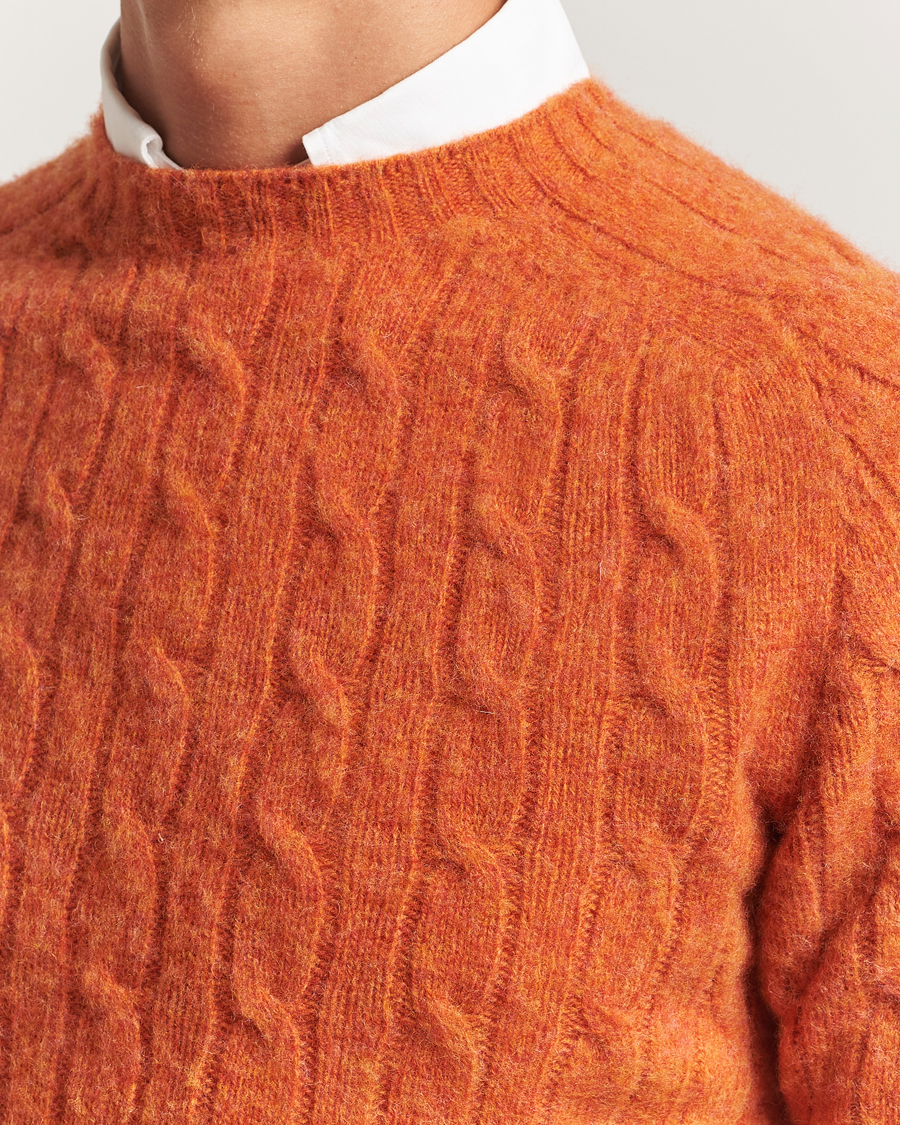 Herre | Gensere | Morris | Brushed Cable Sweater Orange