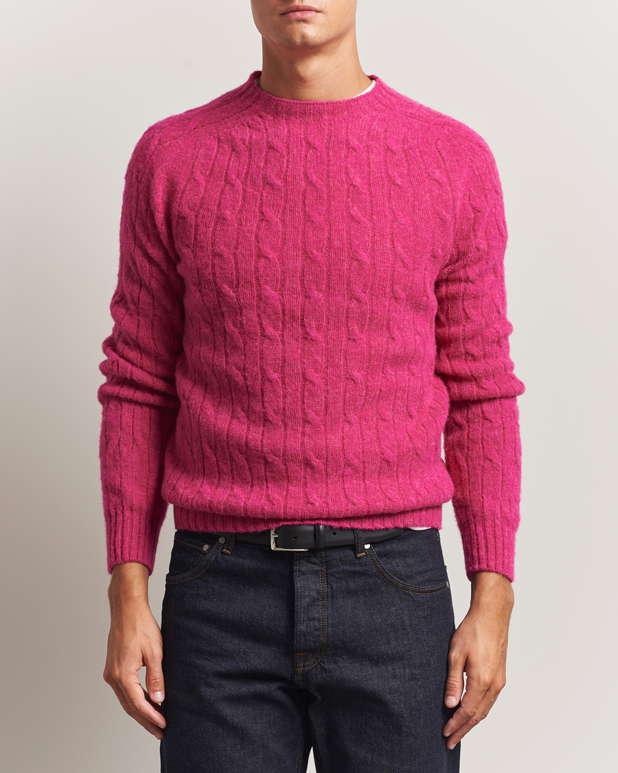 Herre | Gensere | Morris | Brushed Cable Sweater Pink