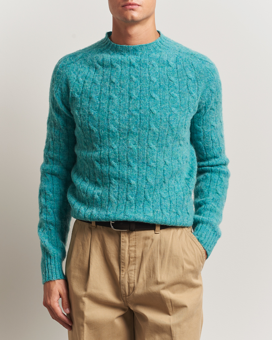 Herre | Gensere | Morris | Brushed Cable Sweater Green