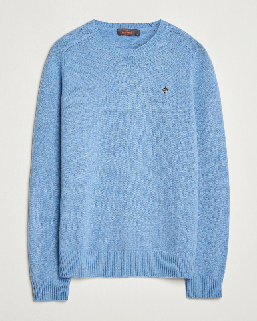 Herre | Gensere | Morris | Hertford Lambswool Merino Crew Neck Light Blue