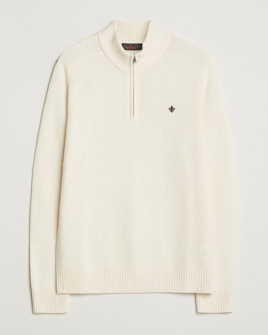 Herre | Gensere | Morris | Hertford Lambswool Merino Half Zip Off White