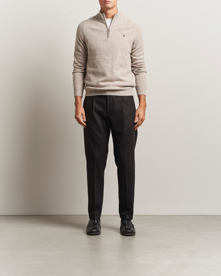 Herre | Gensere | Morris | Hertford Lambswool Merino Half Zip Khaki