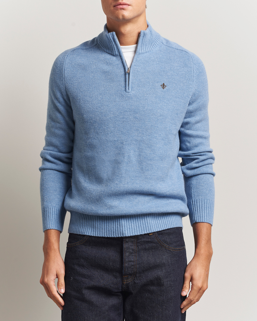 Herre | Gensere | Morris | Hertford Lambswool Merino Half Zip Light Blue