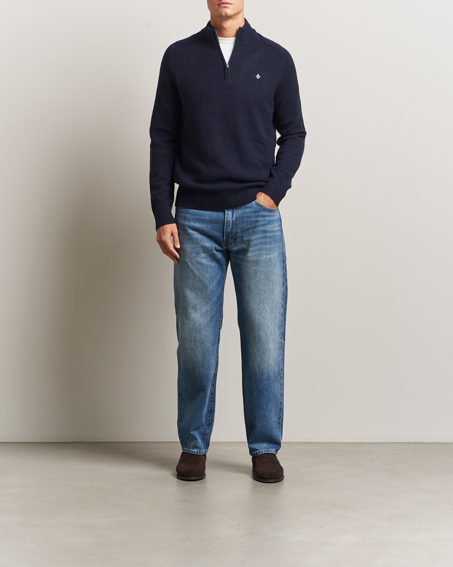 Herre | Gensere | Morris | Hertford Lambswool Merino Half Zip Navy
