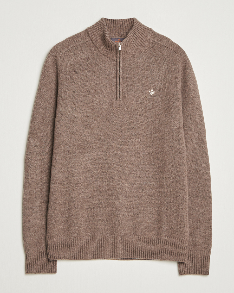Herre | Gensere | Morris | Hertford Lambswool Merino Half Zip Brown