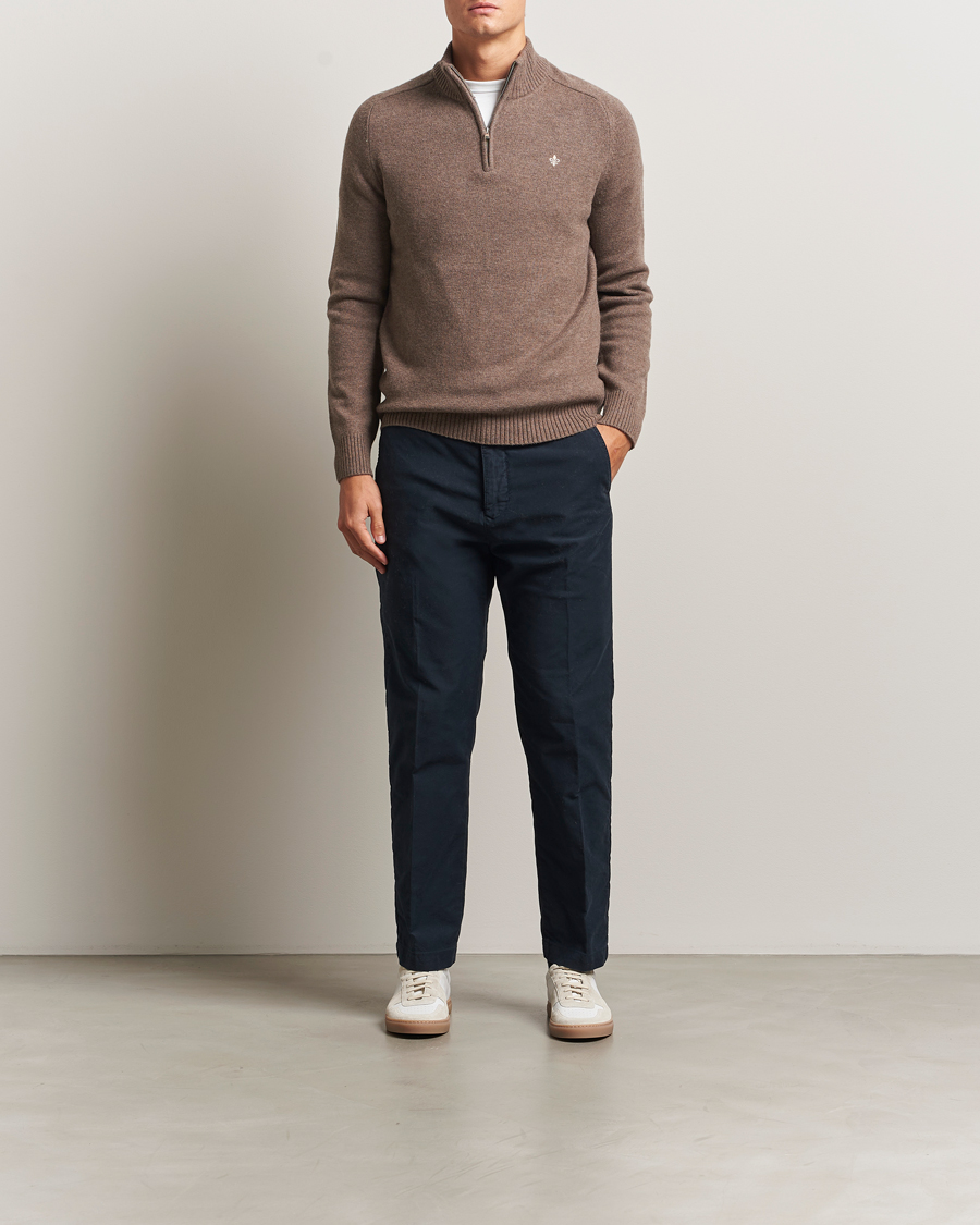 Herre | Gensere | Morris | Hertford Lambswool Merino Half Zip Brown