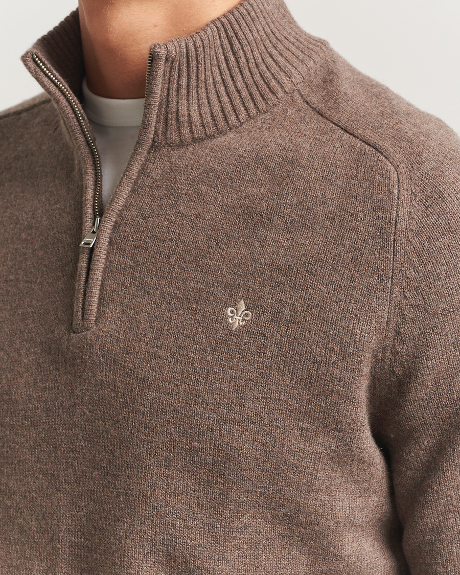 Herre | Gensere | Morris | Hertford Lambswool Merino Half Zip Brown
