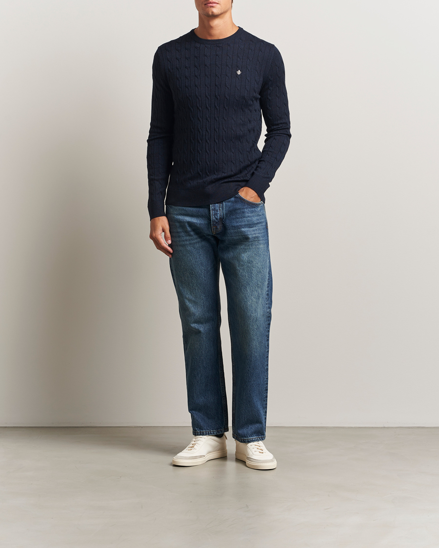 Herre | Gensere | Morris | Merino Cable O-Neck Navy