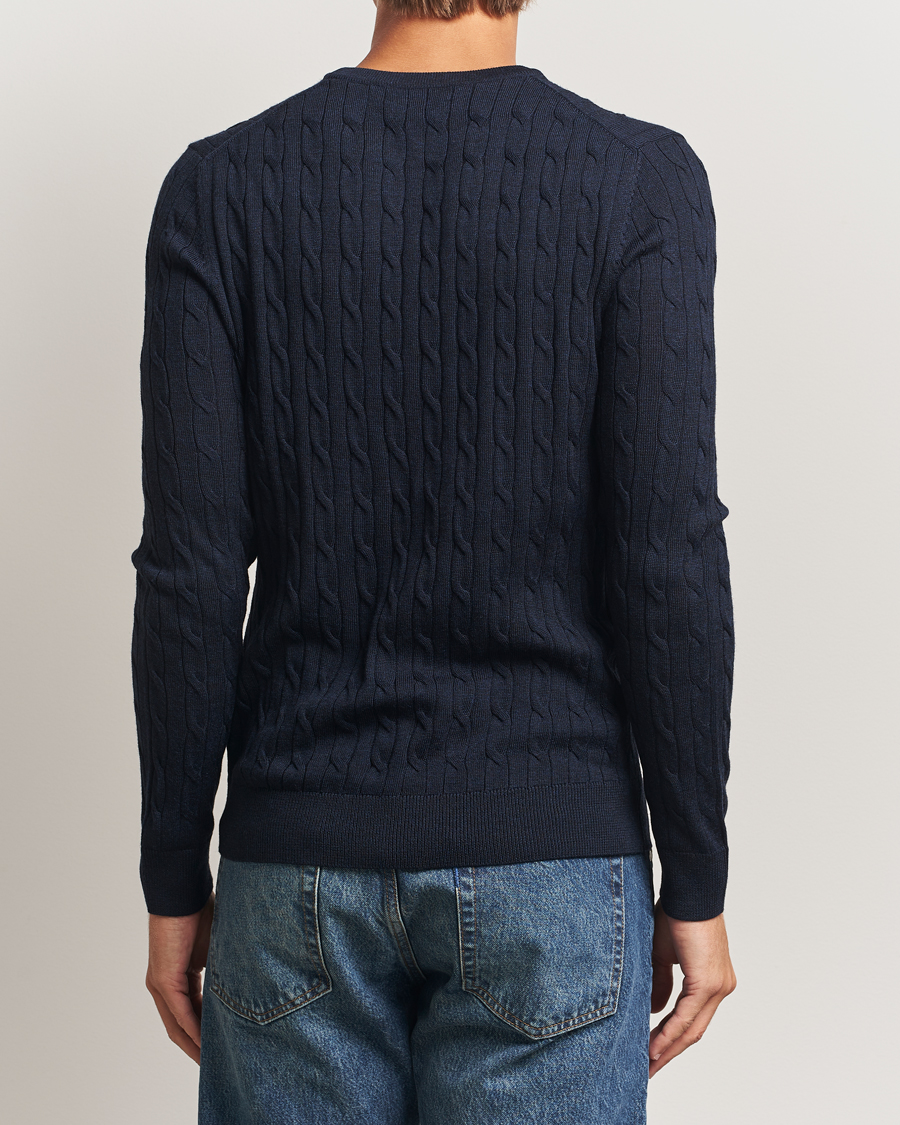 Herre | Gensere | Morris | Merino Cable O-Neck Navy