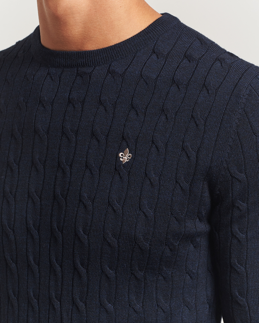 Herre | Gensere | Morris | Merino Cable O-Neck Navy