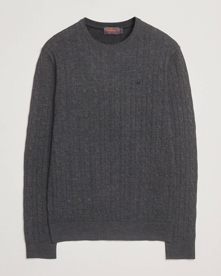 Herre | Gensere | Morris | Merino Cable O-Neck Grey