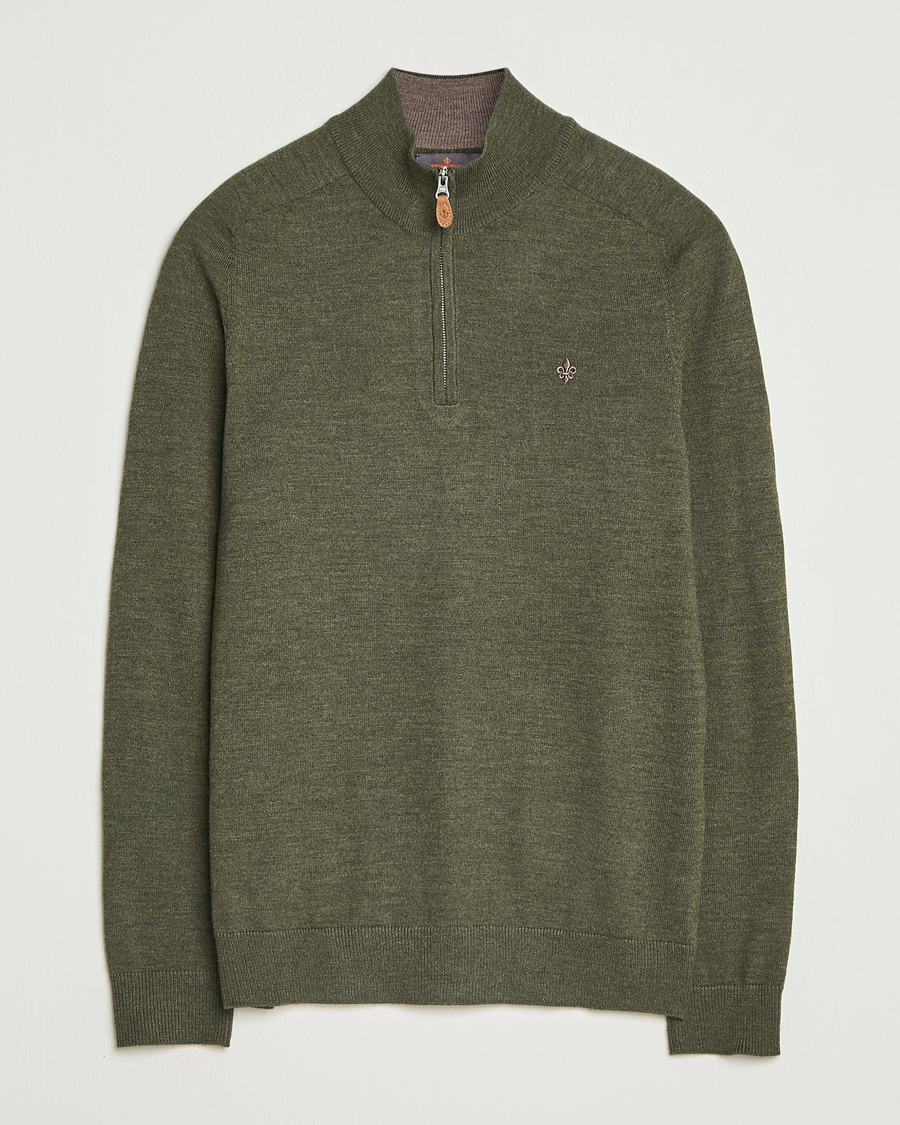 Herre | Gensere | Morris | John Merino Half Zip Olive