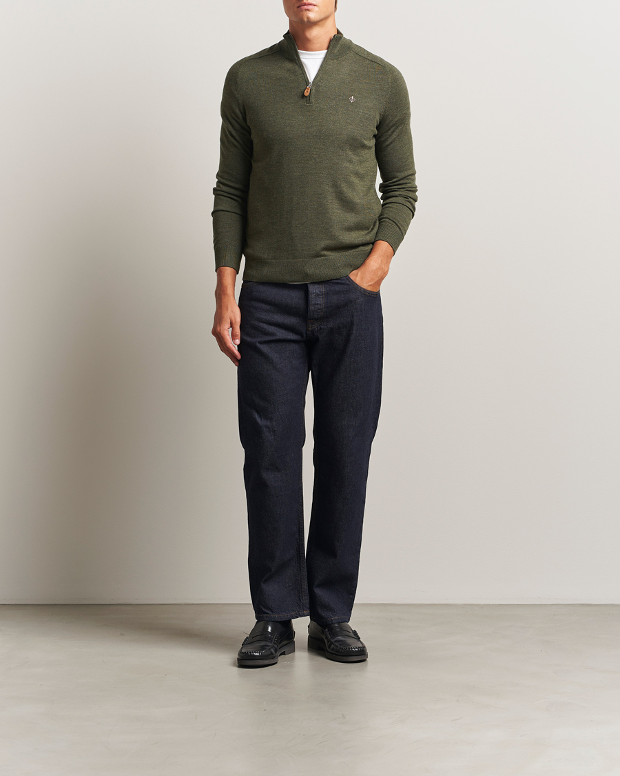Herre | Gensere | Morris | John Merino Half Zip Olive