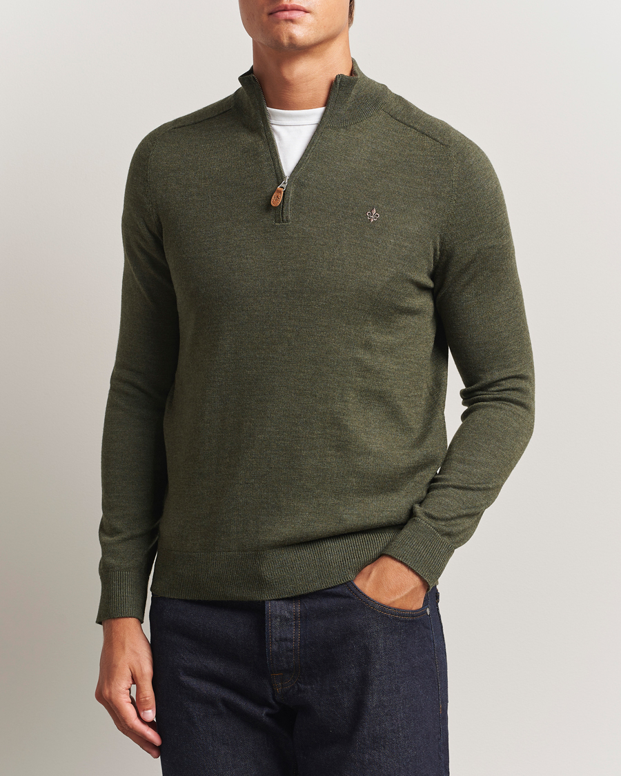 Herre | Gensere | Morris | John Merino Half Zip Olive