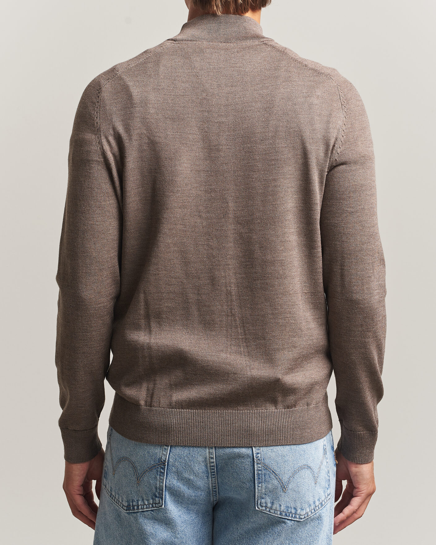 Herre | Gensere | Morris | John Merino Half Zip Brown