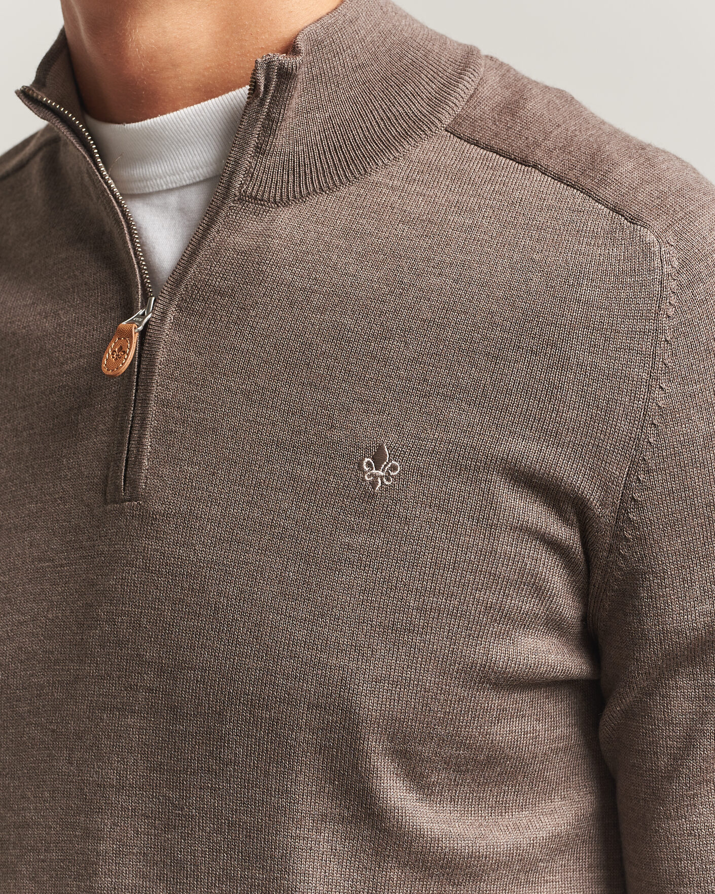 Herre | Gensere | Morris | John Merino Half Zip Brown