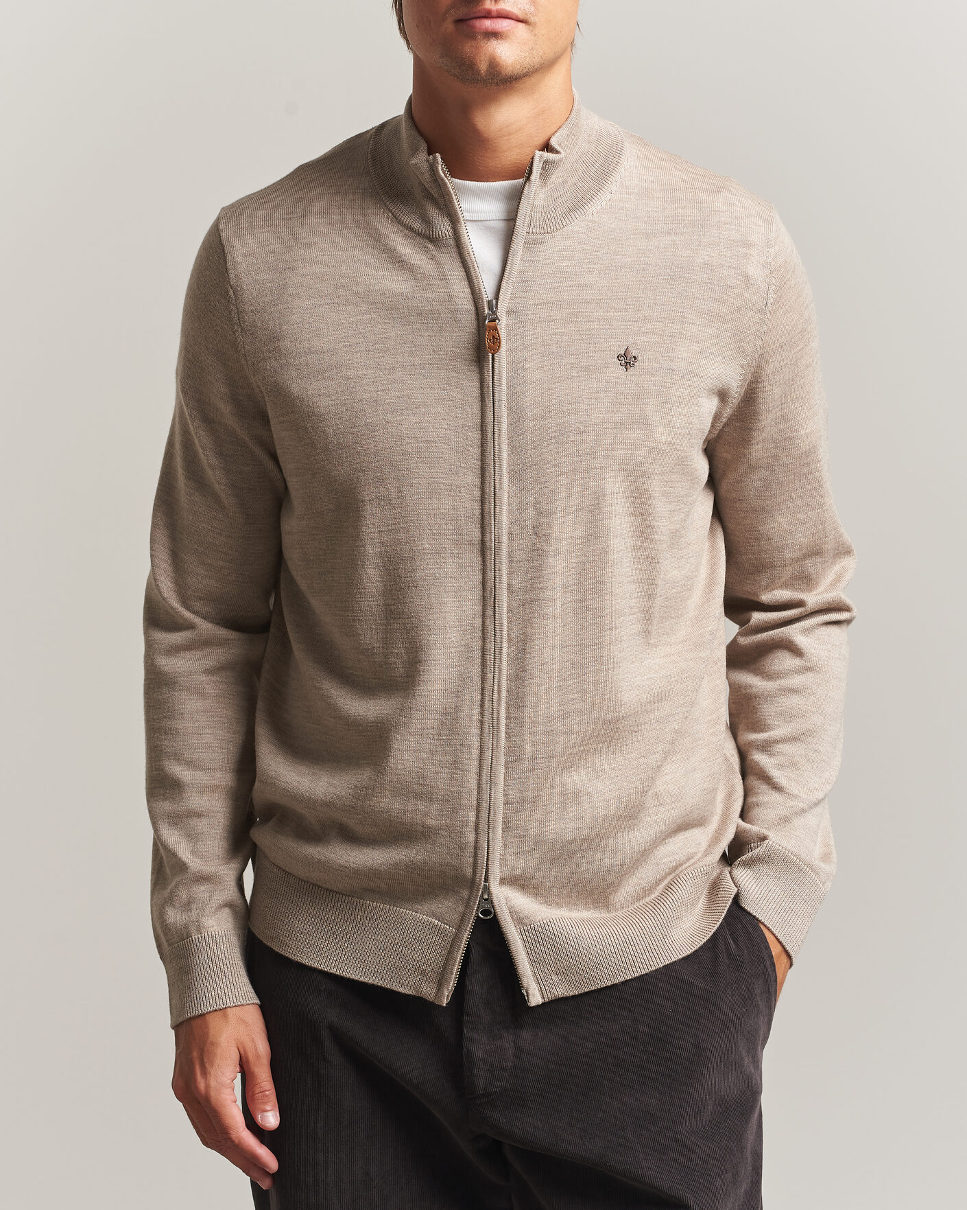 Herre | Gensere | Morris | Merino Full Zip Cardigan Khaki