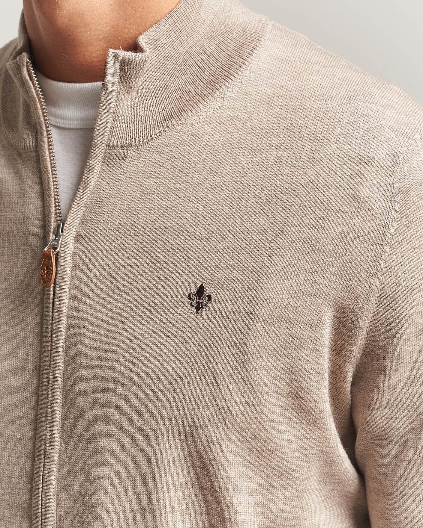 Herre | Gensere | Morris | Merino Full Zip Cardigan Khaki