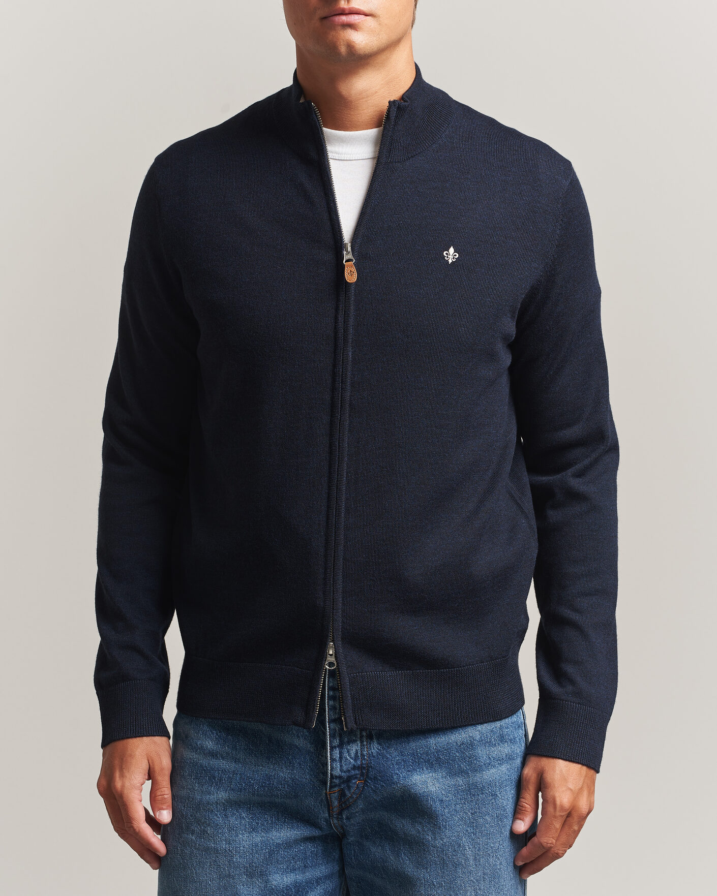 Herre | Gensere | Morris | Merino Full Zip Cardigan Navy