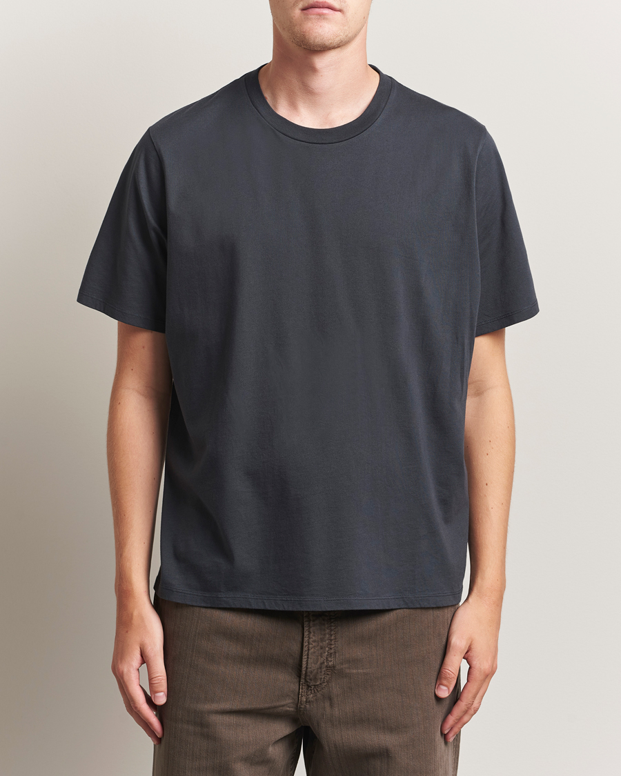 Herre | T-Shirts | Jeanerica | Delon Crew Neck T-Shirt Blue Grey