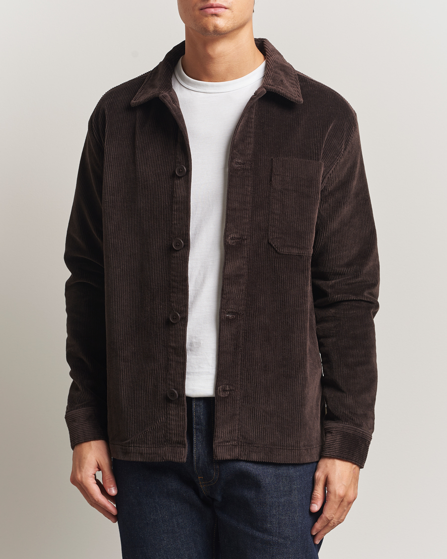 Herre | Skjorter | KnowledgeCotton Apparel | Cotton Corduroy Overshirt Chocolate