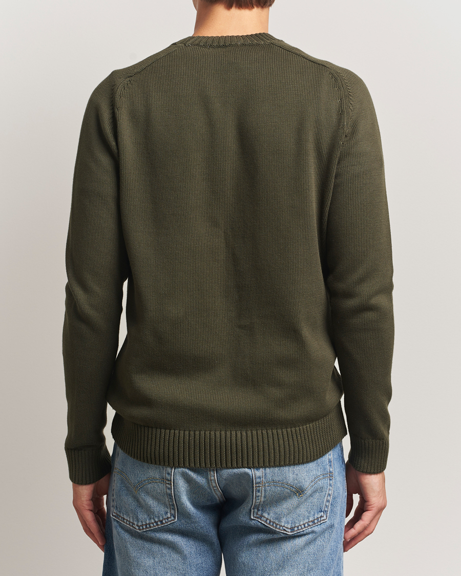 Herre | Gensere | KnowledgeCotton Apparel | Plain Knitted Cotton Crewneck Forest Night