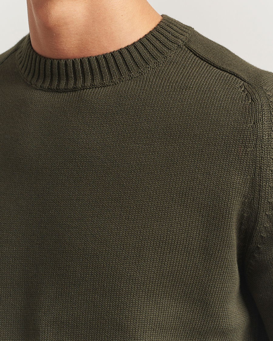 Herre | Gensere | KnowledgeCotton Apparel | Plain Knitted Cotton Crewneck Forest Night