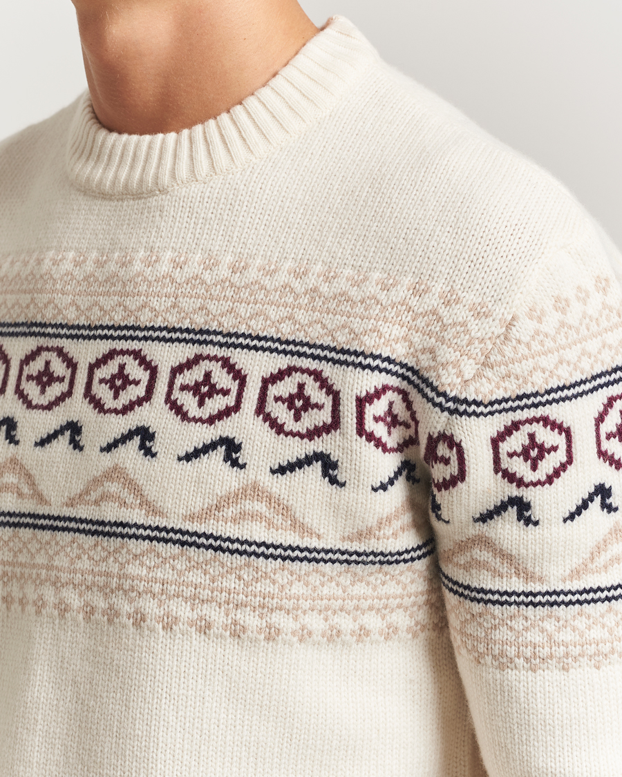 Herre | Gensere | KnowledgeCotton Apparel | Lambswool Knitted Crewneck Egret