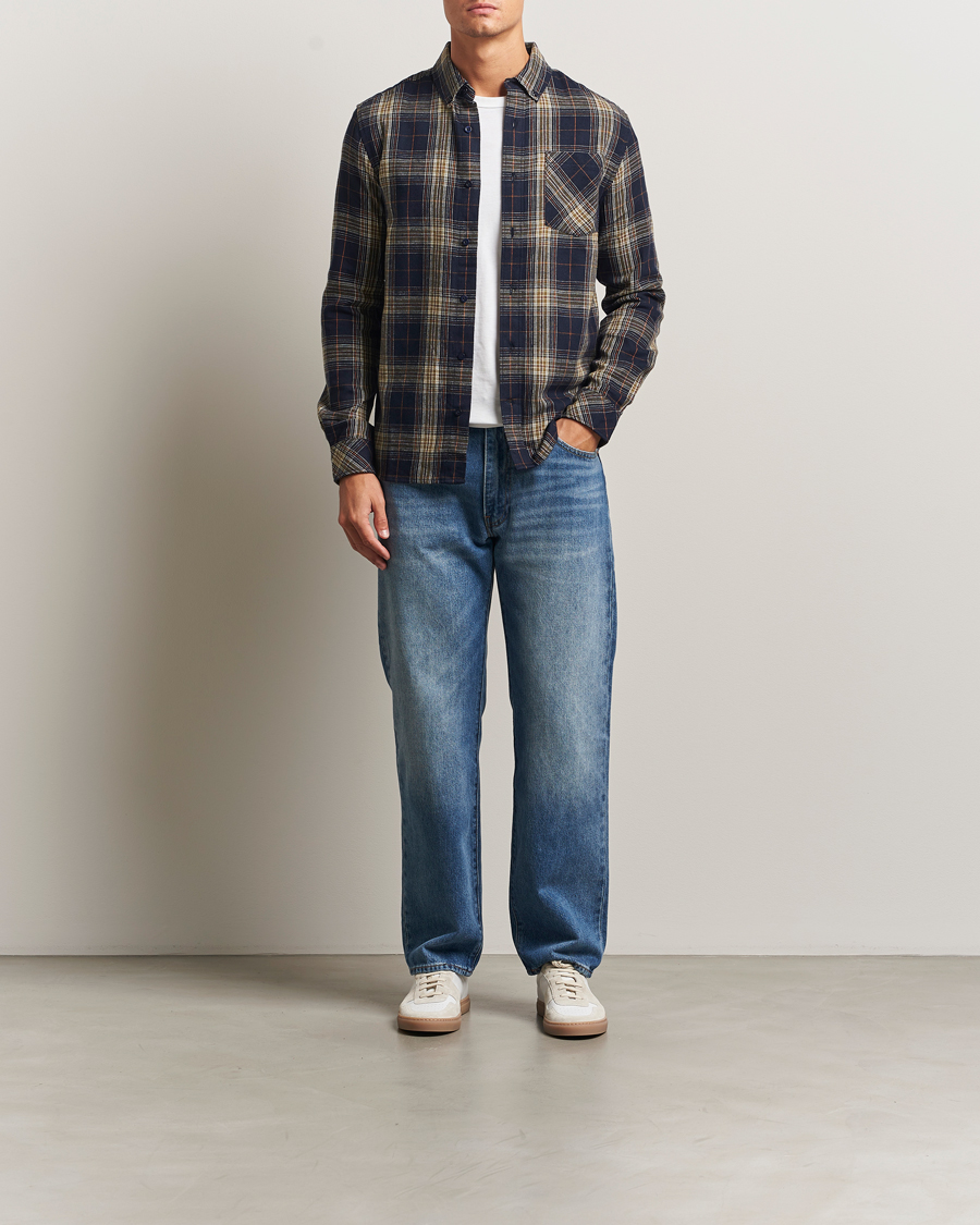 Herre | Skjorter | KnowledgeCotton Apparel | Checked Flannel Shirt Navy/Green