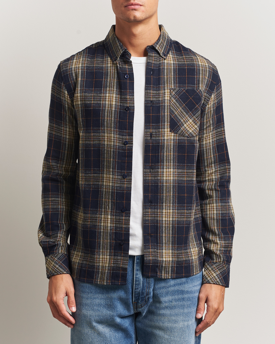 Herre | Skjorter | KnowledgeCotton Apparel | Checked Flannel Shirt Navy/Green