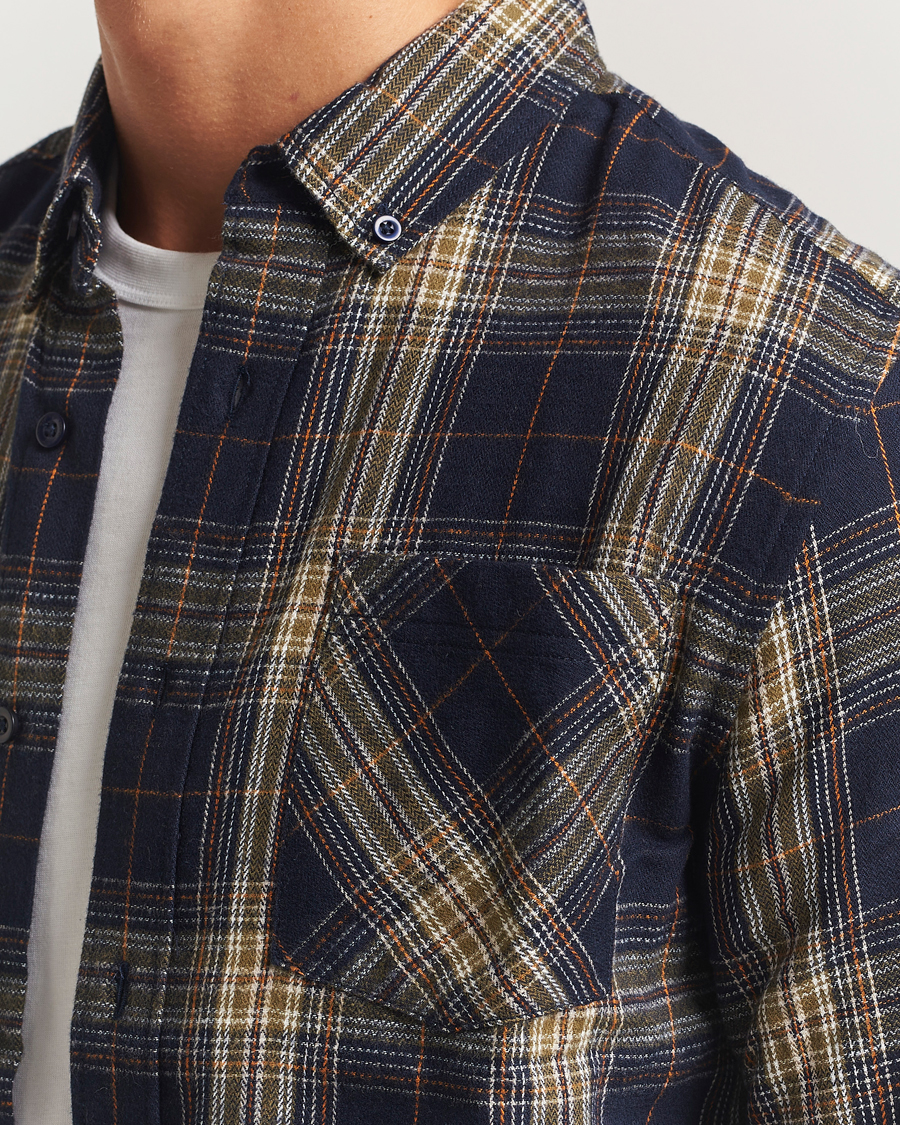 Herre | Skjorter | KnowledgeCotton Apparel | Checked Flannel Shirt Navy/Green