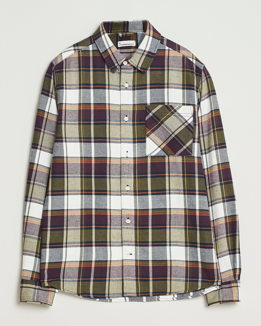 Herre | Skjorter | KnowledgeCotton Apparel | Cotton Checked Flannel Shirt Green