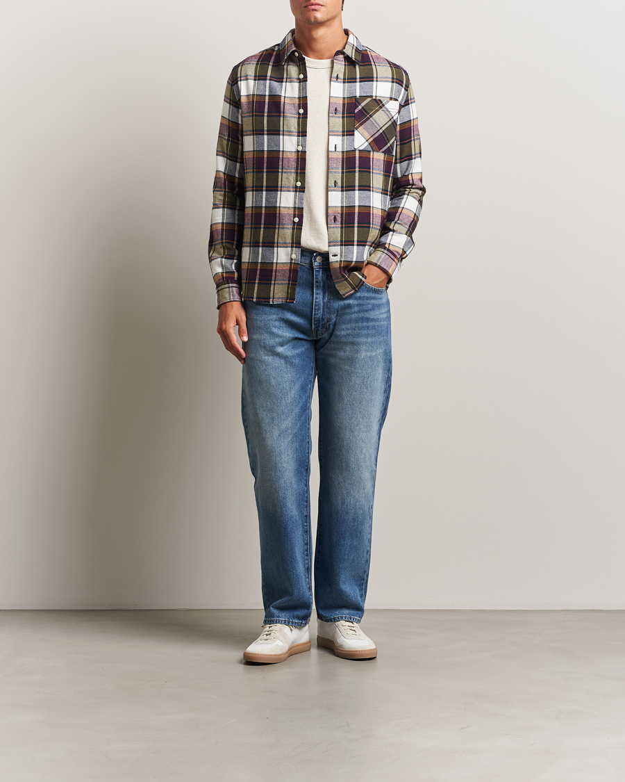 Herre | Skjorter | KnowledgeCotton Apparel | Cotton Checked Flannel Shirt Green