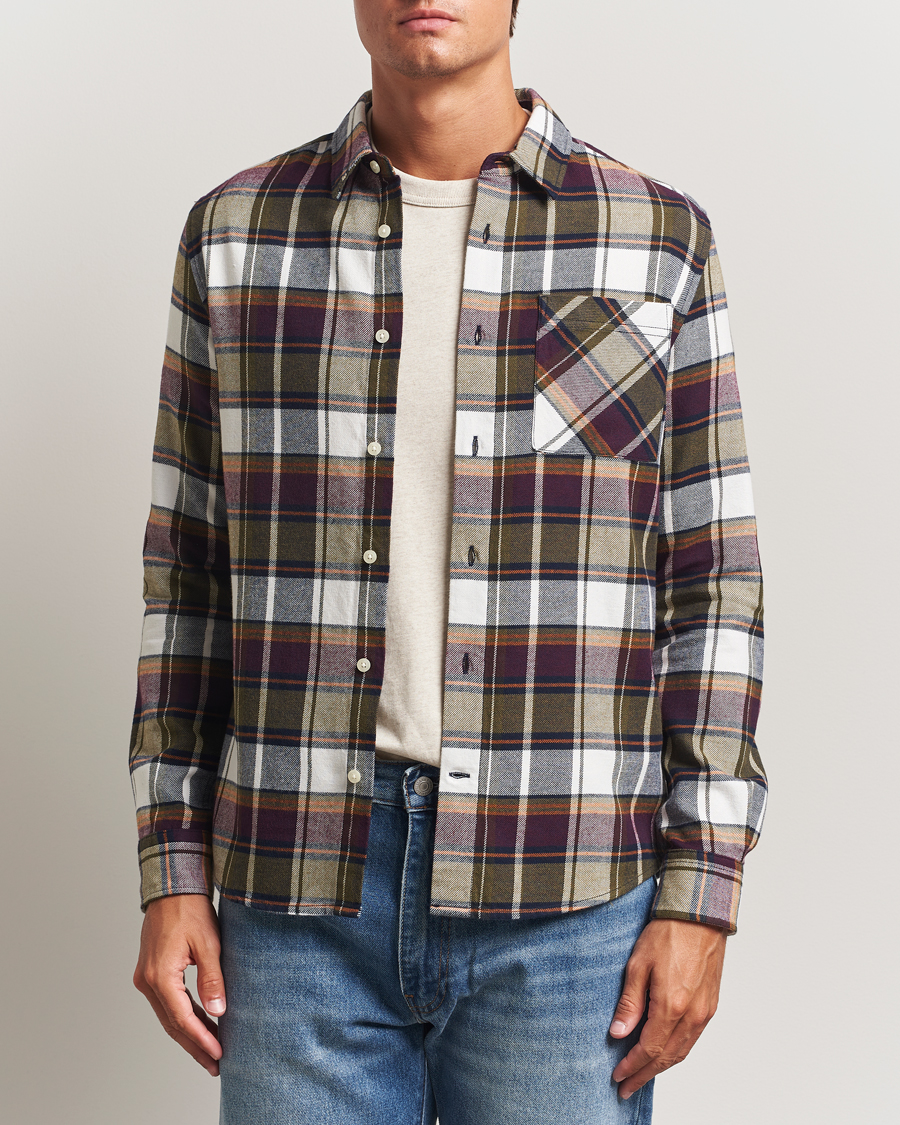 Herre | Skjorter | KnowledgeCotton Apparel | Cotton Checked Flannel Shirt Green